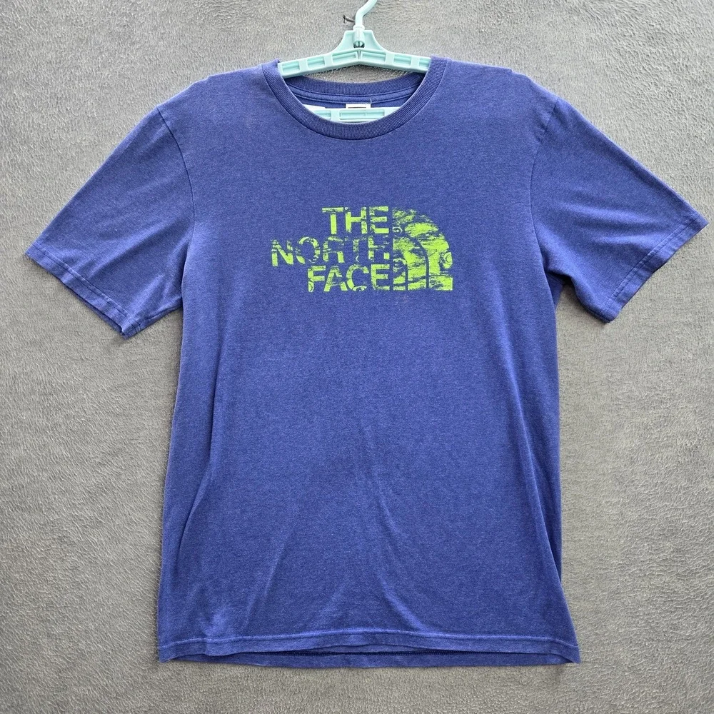 The North Face Men Shirt M Blue Logo Short Sleeve READ